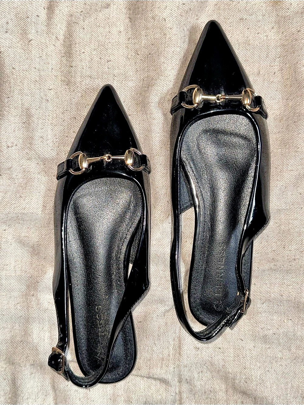 Berness Bit Slingback Flat Pointed Toe Flats in Black